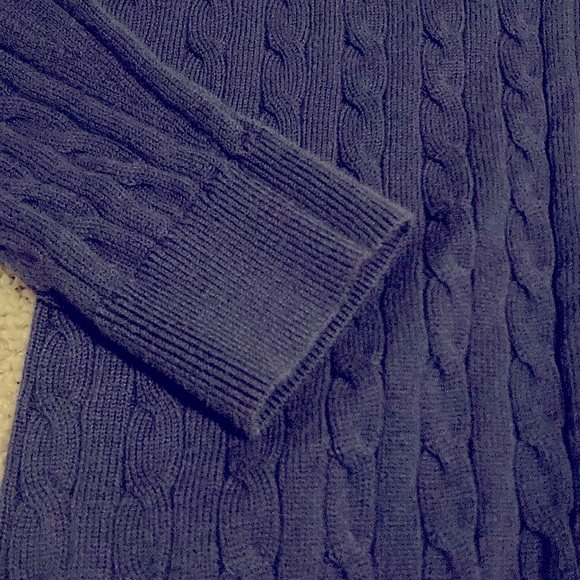 Lands’ End Blue Cable Knit Cardigan Sweater - small - Picture 4 of 5